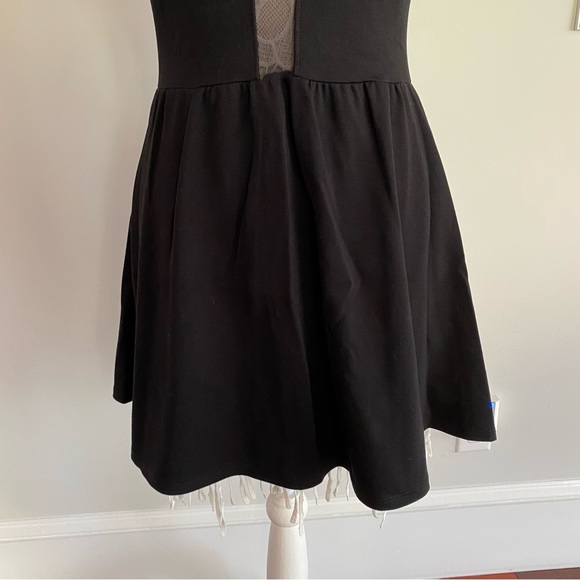 FOR LOVE & LEMONS Black Deep Vneck Black Mesh Skater Dress XS - Picture 8 of 8
